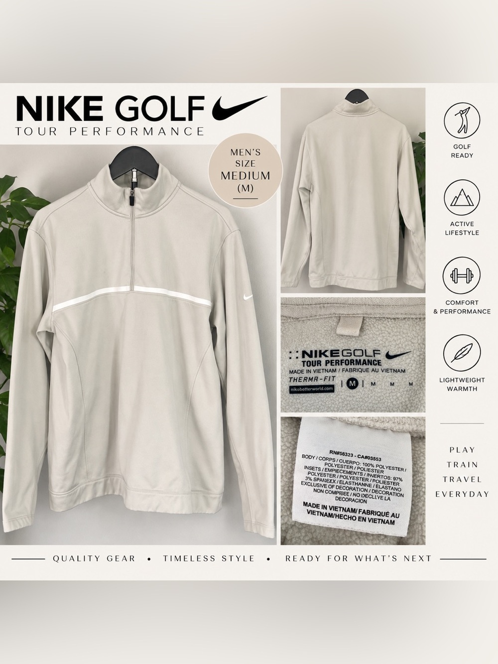 Nike Men’s Light Gray Quarter-Zip Performance Jacket